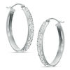 Diamond-Cut Oval Hoop Earrings in Sterling Silver