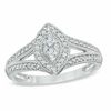 Thumbnail Image 0 of 3/8 CT. T.W. Marquise Composite Diamond Vintage-Style Engagement Ring in Sterling Silver - Size 7