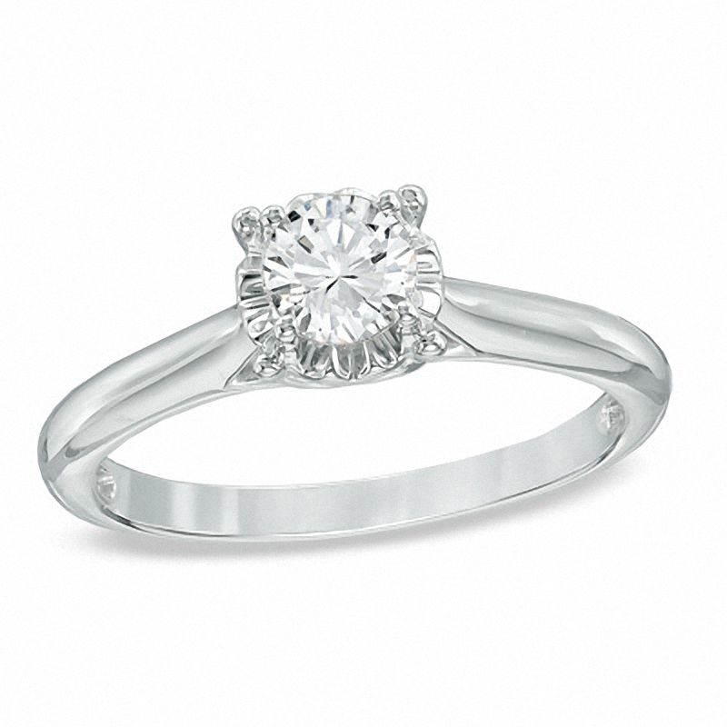 1/2 CT. Diamond Solitaire Engagement Ring in 10K White Gold - Size 7