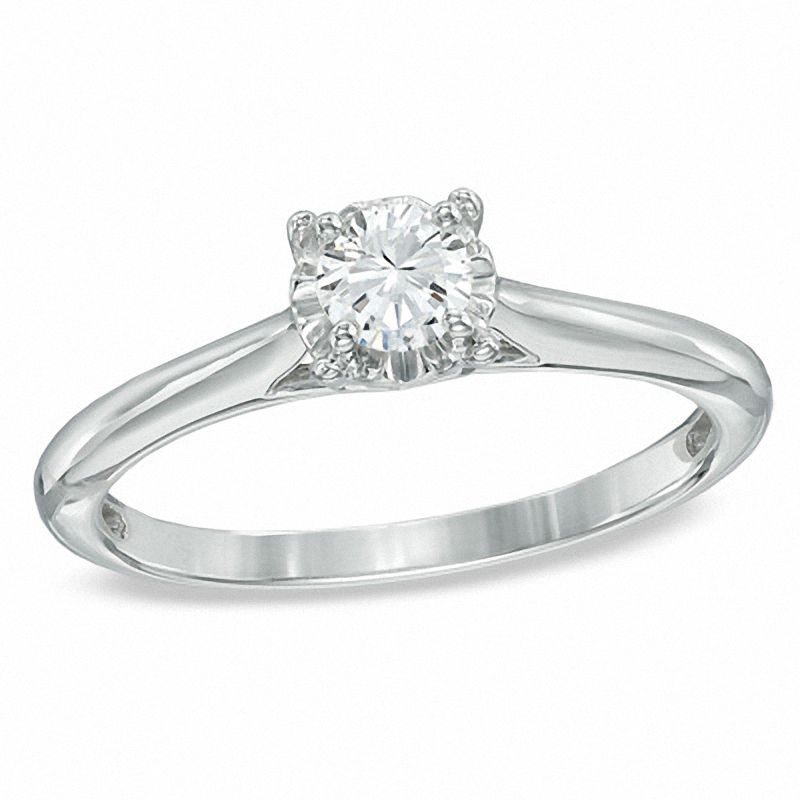 Main Image 1 of 1/4 CT. Diamond Solitaire Engagement Ring in 10K White Gold - Size 7