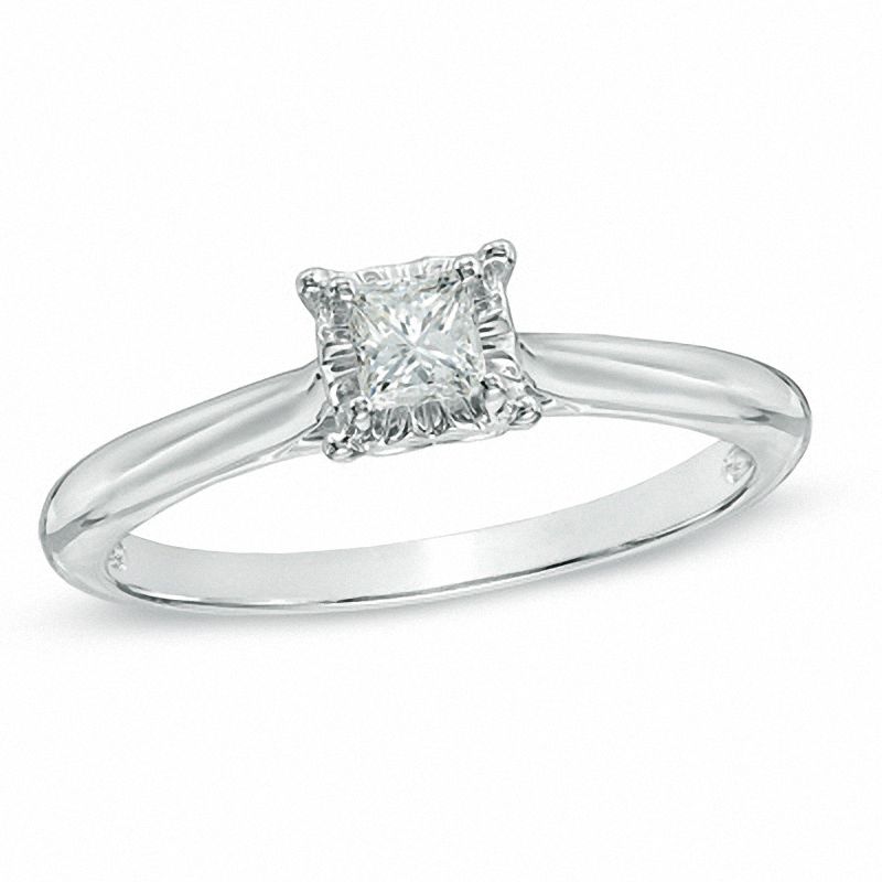 Main Image 1 of 1/5 CT. Princess-Cut Diamond Solitaire Engagement Ring in 10K White Gold - Size 7