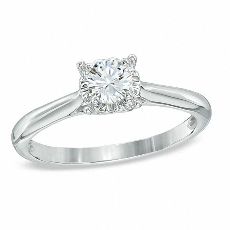 3/8 CT. Diamond Solitaire Engagement Ring in 10K White Gold - Size 7