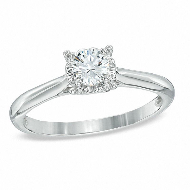 Main Image 1 of 3/8 CT. Diamond Solitaire Engagement Ring in 10K White Gold - Size 7