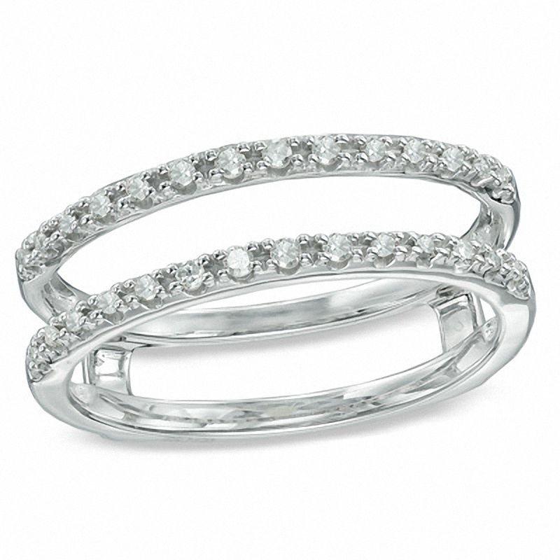 Main Image 1 of 1/8 CT. T.W. Diamond Solitaire Enhancer in 10K White Gold - Size 7