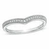 Diamond Accent and Milgrain Contoured Wedding Band in Sterling Silver - Size 7