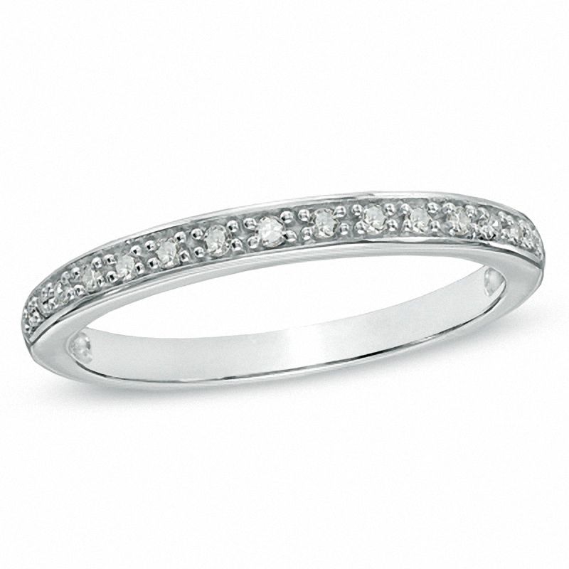 Diamond Accent Wedding Band in Sterling Silver - Size 7