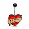 Thumbnail Image 1 of 014 Gauge MOM Tattoo Heart Curved Barbell in Stainless Steel