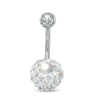 014 Gauge Belly Button Ring with Crystal Ball in Stainless Steel