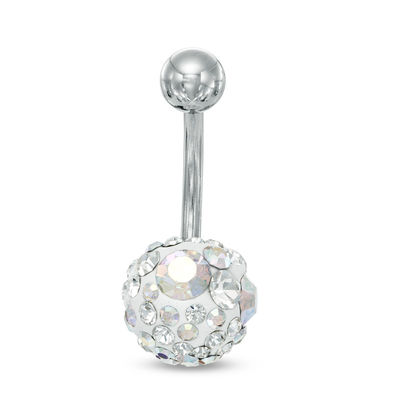 014 Gauge Belly Button Ring with Crystal Ball in Stainless Steel