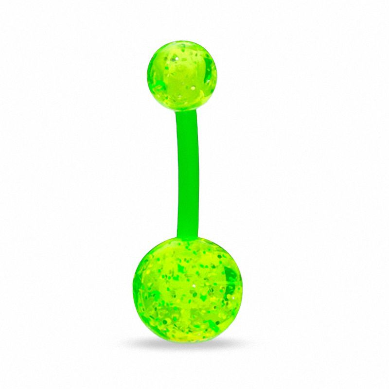 Main Image 1 of 014 Gauge Neon Green Glitter Curved Barbell in Biopierce