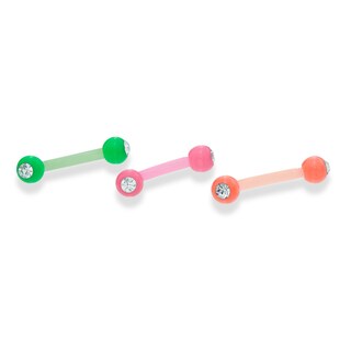 016 Gauge Curved Barbell Set with Crystal in Mulit-Color Biopierce