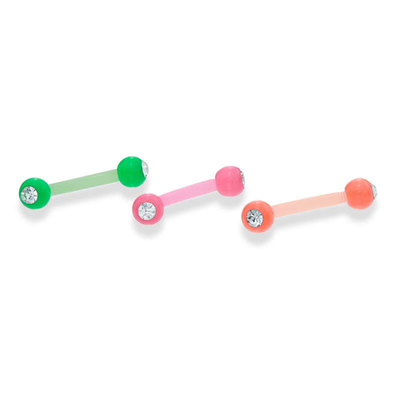 Main Image 1 of 016 Gauge Curved Barbell Set with Crystal in Mulit-Color Biopierce
