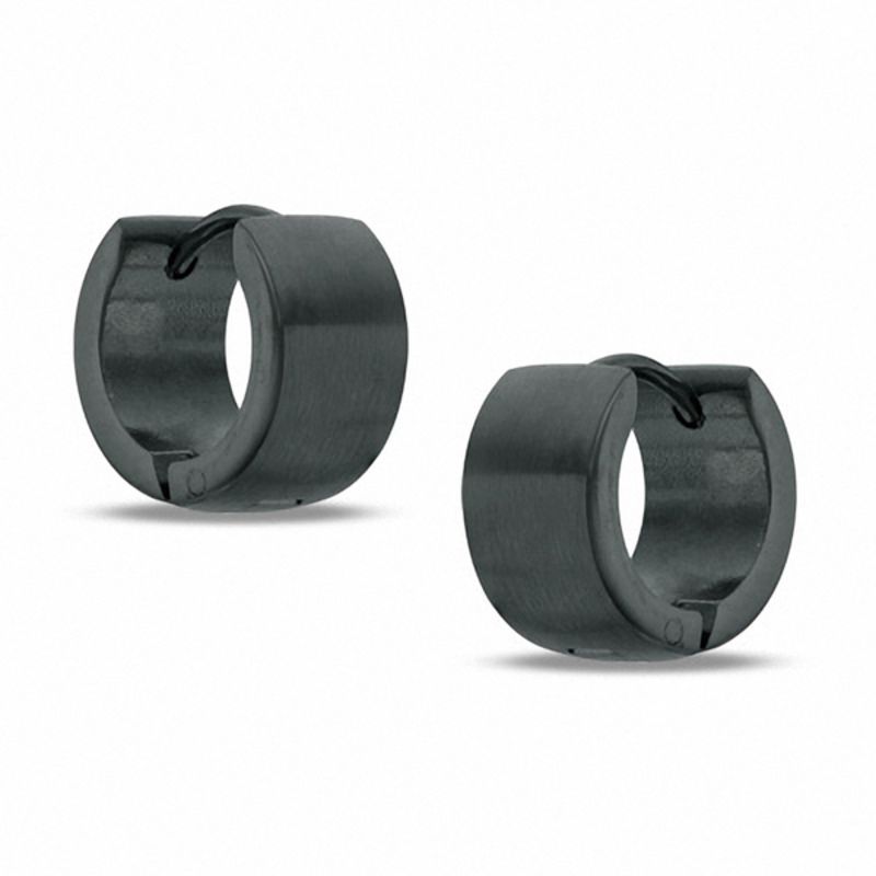 Huggie Hoop Earrings in Black IP Stainless Steel