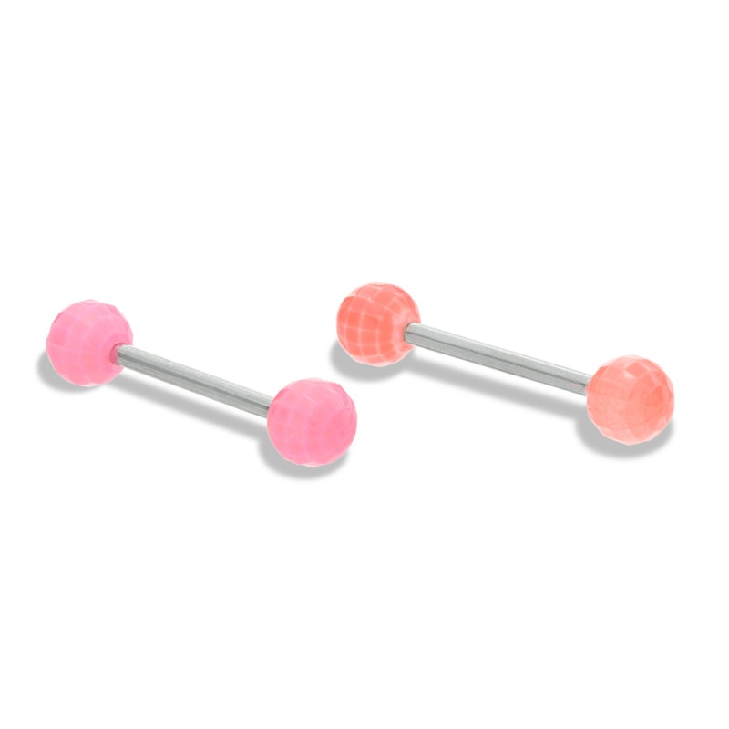 014 Gauge Faceted Neon Barbell Set in Stainless Steel