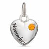 Thumbnail Image 1 of "November " Heart Charm with Yellow Crystal in Sterling Silver