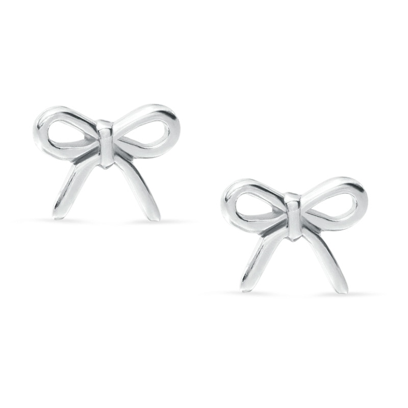 Child's Bow Stud Earrings in Sterling Silver