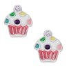 Thumbnail Image 0 of Child's Multi-Color Enamel Polka Dot Cupcake with Light Purple Crystal Stud Earrings in Sterling Silver