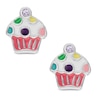 Thumbnail Image 1 of Child's Multi-Color Enamel Polka Dot Cupcake with Light Purple Crystal Stud Earrings in Sterling Silver