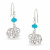 Paisley Elephant Dangle Earrings with Blue Crystals in Sterling Silver