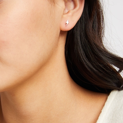 Lightning Bolt Stud Earrings in Sterling Silver
