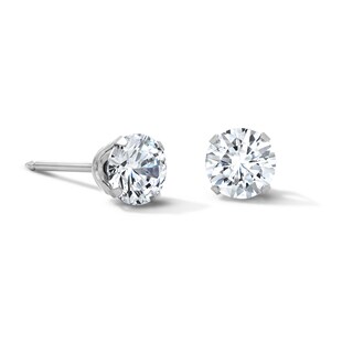 5mm Cubic Zirconia Solitaire Stud Piercing Earrings in Solid Stainless Steel
