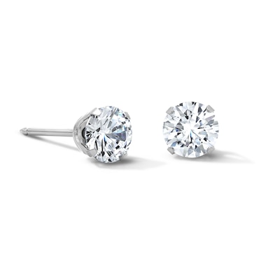 5mm Cubic Zirconia Solitaire Stud Piercing Earrings in Solid Stainless Steel