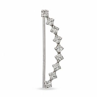 Nine Stone Crystal Crawler Earring Single in Sterling Silver