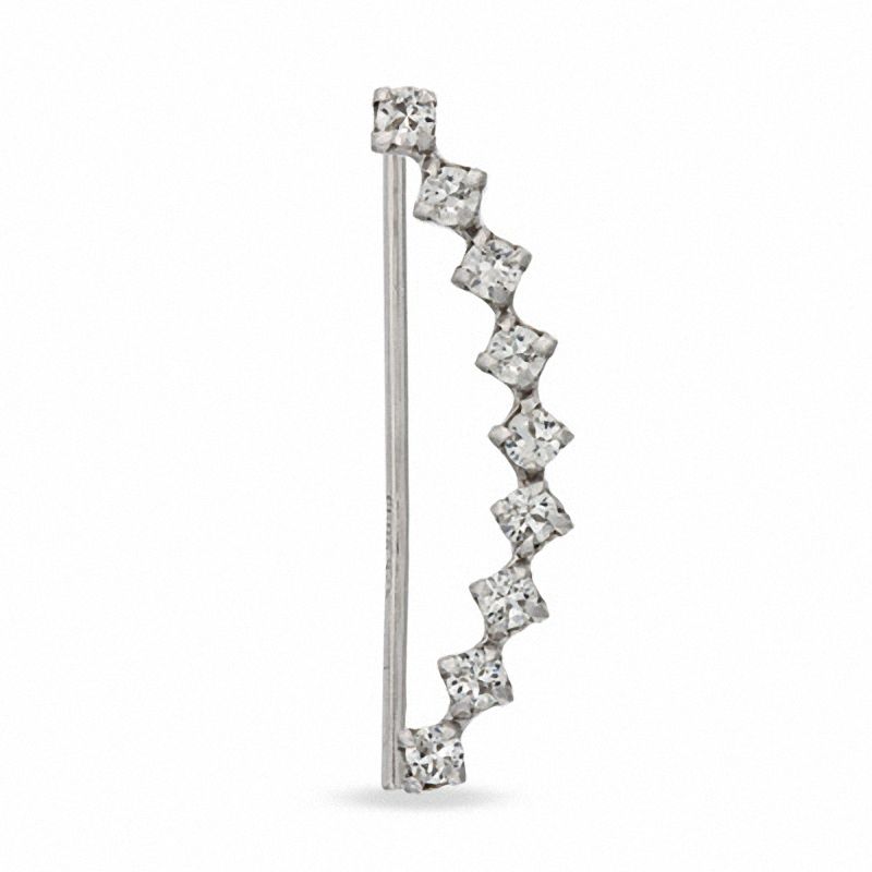Nine Stone Crystal Crawler Earring Single in Sterling Silver