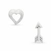 Thumbnail Image 1 of Heart and Arrow Mismatch Stud Earrings in Sterling Silver