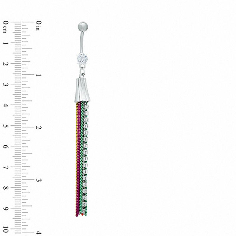 Main Image 2 of 014 Gauge Multi-Color Ribbon Belly Button Ring in Stainless Steel with Cubic Zirconia