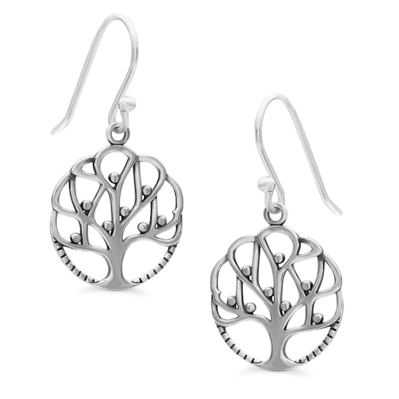 Tree of Life Drop Earrings in Sterling Silver