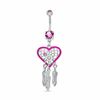 Thumbnail Image 1 of 014 Gauge Heart-Shaped Pink Dream Catcher Dangle Belly Button Ring in Stainless Steel