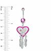 Thumbnail Image 2 of 014 Gauge Heart-Shaped Pink Dream Catcher Dangle Belly Button Ring in Stainless Steel