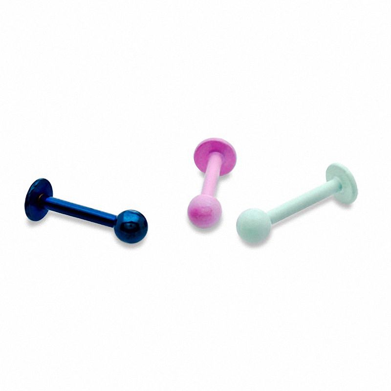 Main Image 1 of 016 Gauge Multi-Colored Labret Set in Stainless Steel - 5/16"