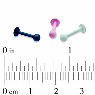016 Gauge Multi-Colored Labret Set in Stainless Steel - 5/16"