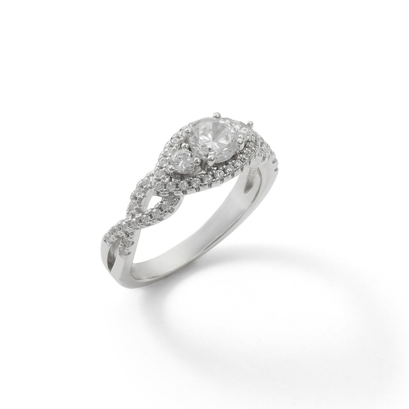 Cubic Zirconia Three Stone Ring in Sterling Silver - Size 6