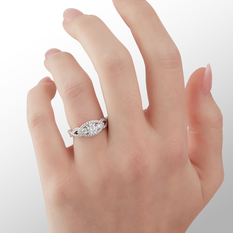 Cubic Zirconia Three Stone Ring in Sterling Silver - Size 6