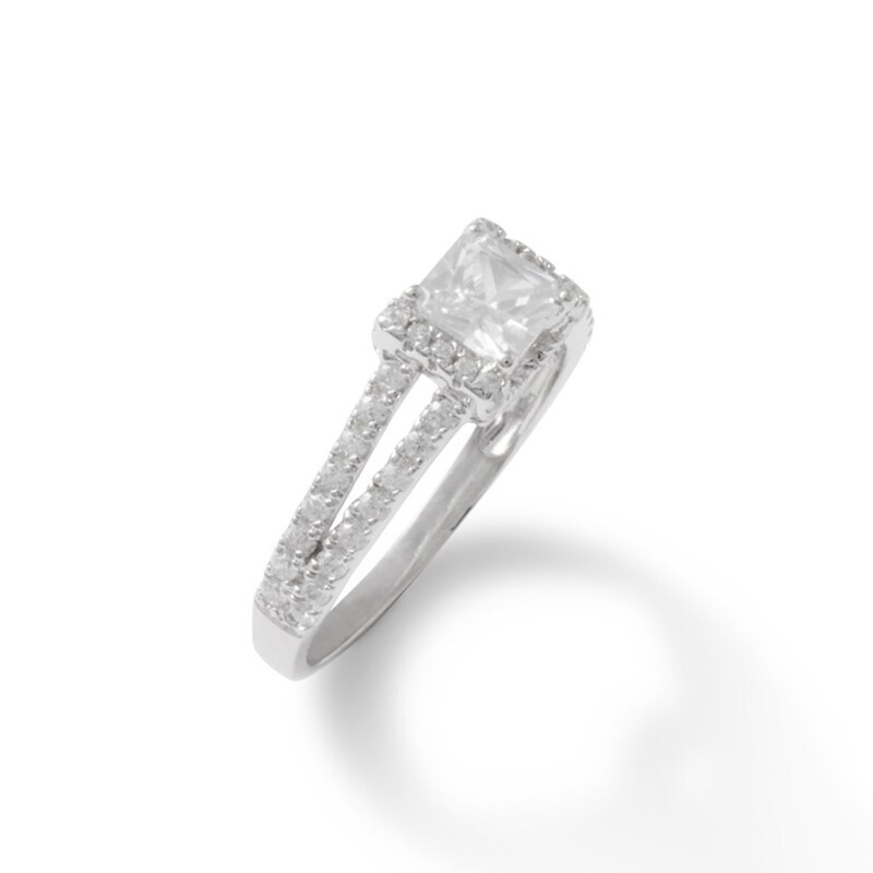 5.0mm Princess-Cut Cubic Zirconia Split Shank Ring in Sterling Silver - Size 6