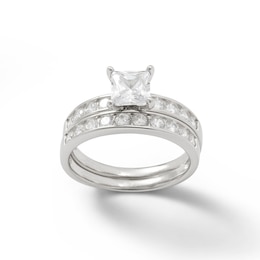 Princess-Cut Cubic Zirconia Bridal Set in Sterling Silver - Size 6