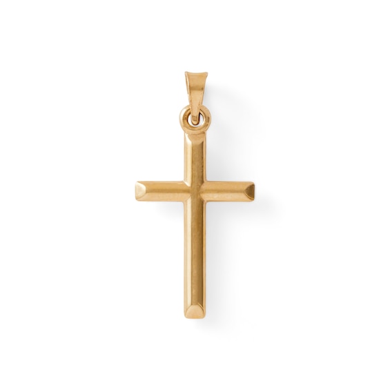 Polished Cross Necklace Charm in 10K Stamp Hollow Gold