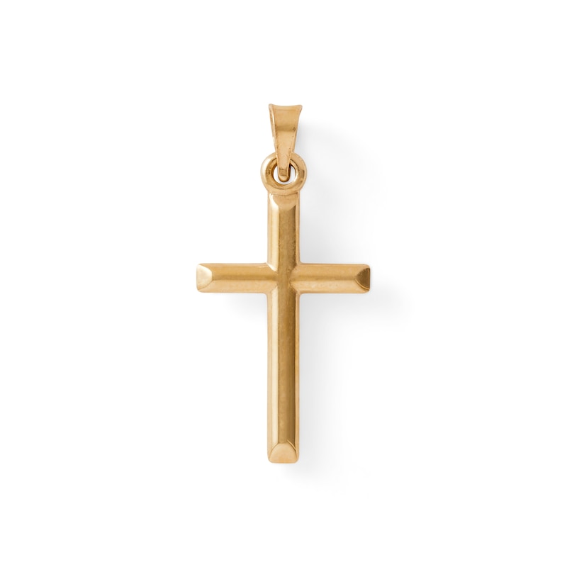 Polished Cross Necklace Charm in 10K Stamp Hollow Gold