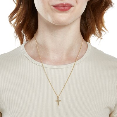 Polished Cross Necklace Charm in 10K Stamp Hollow Gold