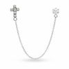 Thumbnail Image 0 of Crystal Stud and Cross Chain Single Earring in Sterling Silver