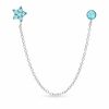 Thumbnail Image 0 of Blue Crystal Stud and Star Chain Single Earring in Sterling Silver