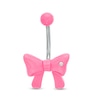 Thumbnail Image 0 of 014 Gauge Pink Bow with Crystal Belly Button Ring in Stainless Steel