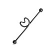 Thumbnail Image 1 of 014 Gauge Heart-Shaped Industrial Barbell in Stainless Steel with Black IP