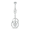 Thumbnail Image 0 of Stainless Steel CZ Double Circle Dangle Belly Button Ring - 14G 3/8"