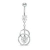 Thumbnail Image 1 of Stainless Steel CZ Double Circle Dangle Belly Button Ring - 14G 3/8"