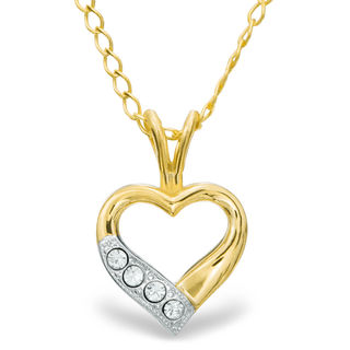 Child's Cubic Zirconia Heart Pendant  in 14K Gold Fill - 15"