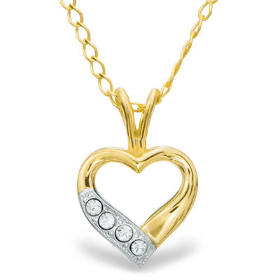 Child's Cubic Zirconia Heart Pendant  in 14K Gold Fill - 15"